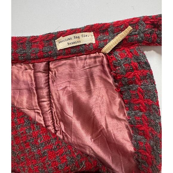 Vintage 90s American Rag Cie Remake Red Plaid Wool Mini‎ Skirt (M) Satin Lined - Picture 4 of 9